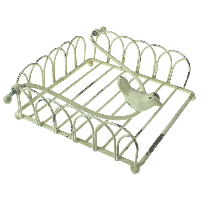 Serviettenhalter Antik Weiß mit vogel/ niedrig