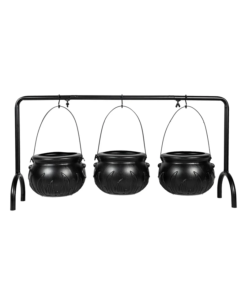 3er-Set Hexenkessel mit Metallständer 55cm