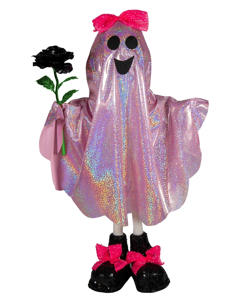 Pink Glitzernders Summerween Gespenst mit schwarzer Rose 57cm