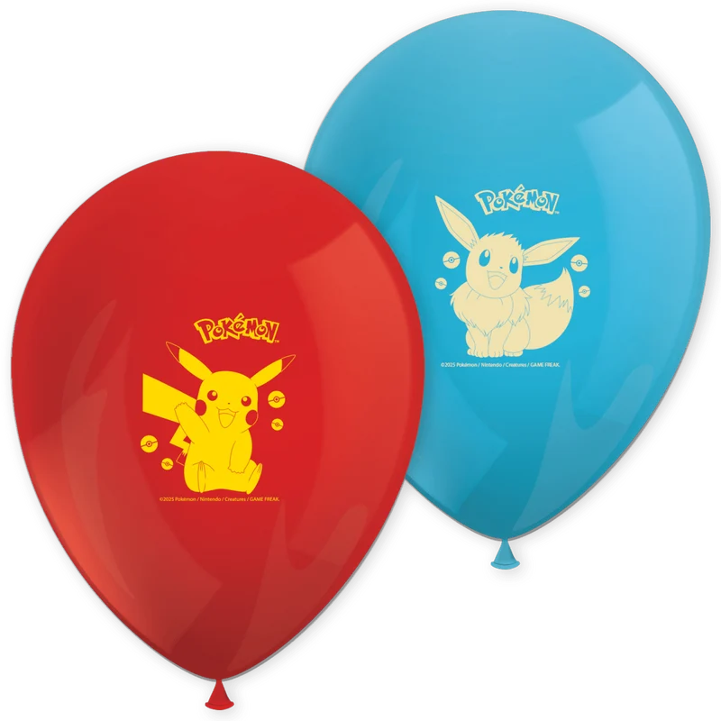 Pokemon Luftballons Blau Rot 8St