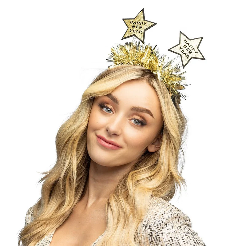 Frohes neues Jahr Haarband Gold Sterne
