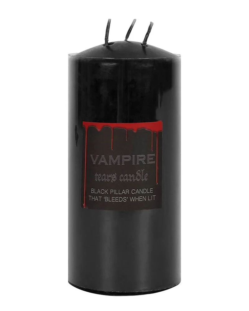 Schwarze Stumpenkerze mit Vampir Blut 15cm