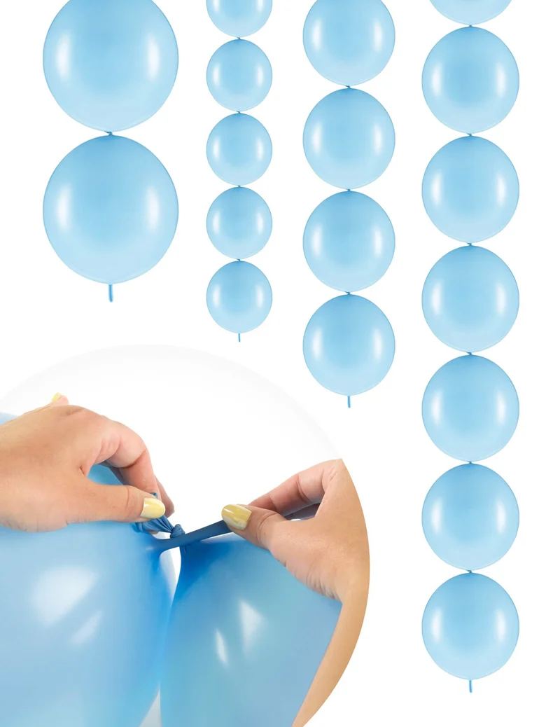 20 pastellblaue aufblasbare Luftballons zum Verbinden 28 cm