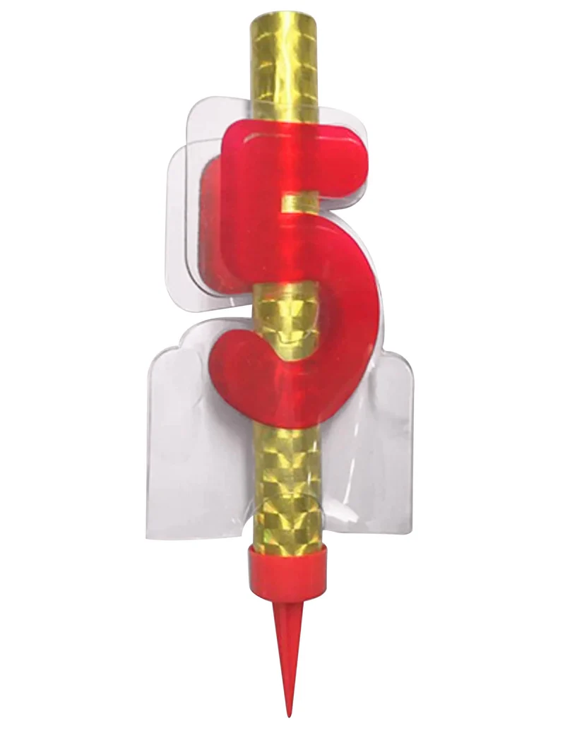 Leuchtfontäne Zahl 5 Rot 12 cm für Kuchen