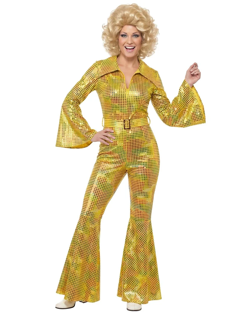 Premium Disco-Jumpsuit für Damen in Gelb