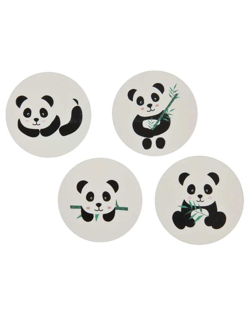 12 Panda-Aufkleber 4 cm runde Sticker