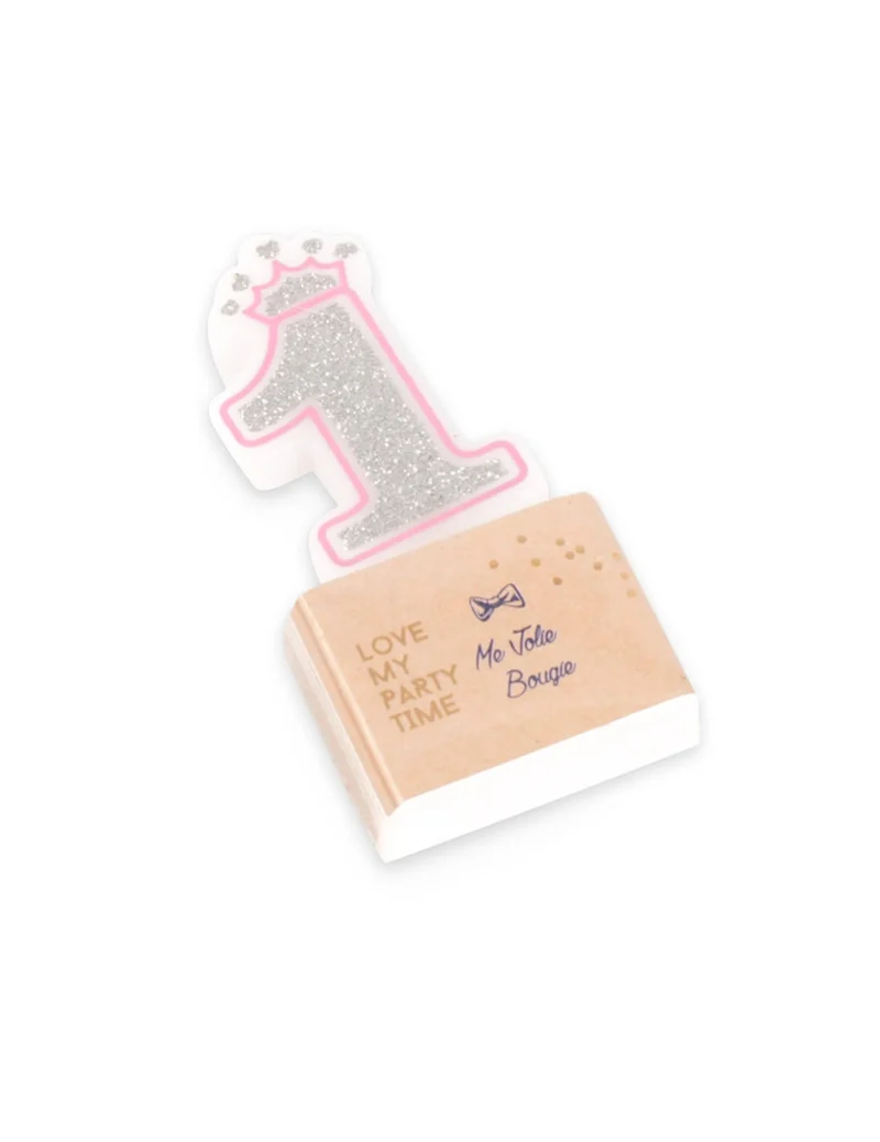 Geburtstagskerze Zahl 1 Prinzessin 5,8 cm glitzernd