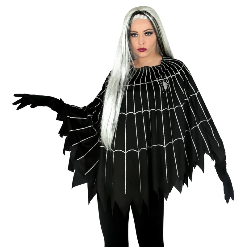 Halloween Poncho Spinnennetz