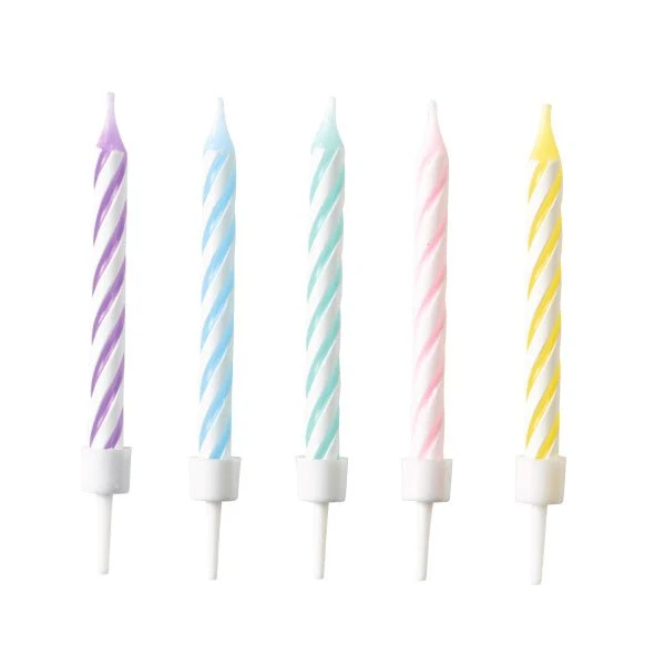 Regenbogen-Kerzen Spirale Pastell 7,5cm 10Stk