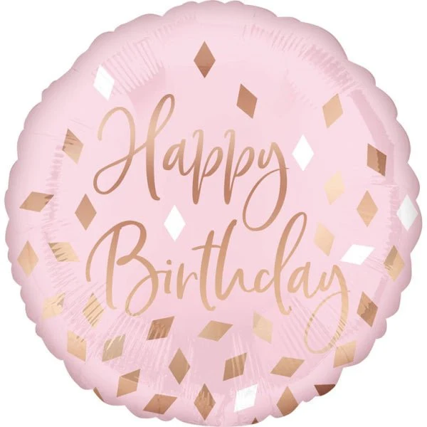 Happy Birthday Helium Ballon Hellrosa Leer 43cm