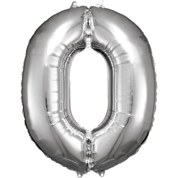 0 Jahr Figur Ballon Silber Glanz Leer 86cm