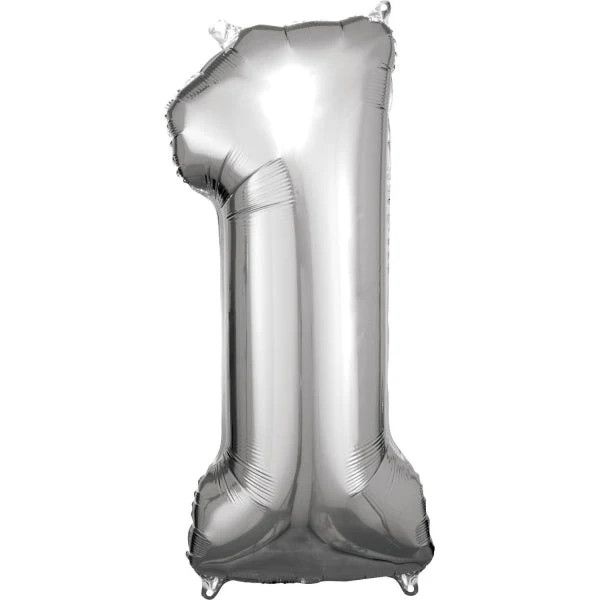 1 Jahr Figur Ballon Silber Glanz Leer 88cm