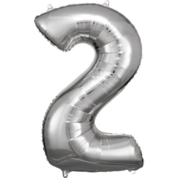 2 Jahre Figur Ballon Silber Glanz Leer 92cm