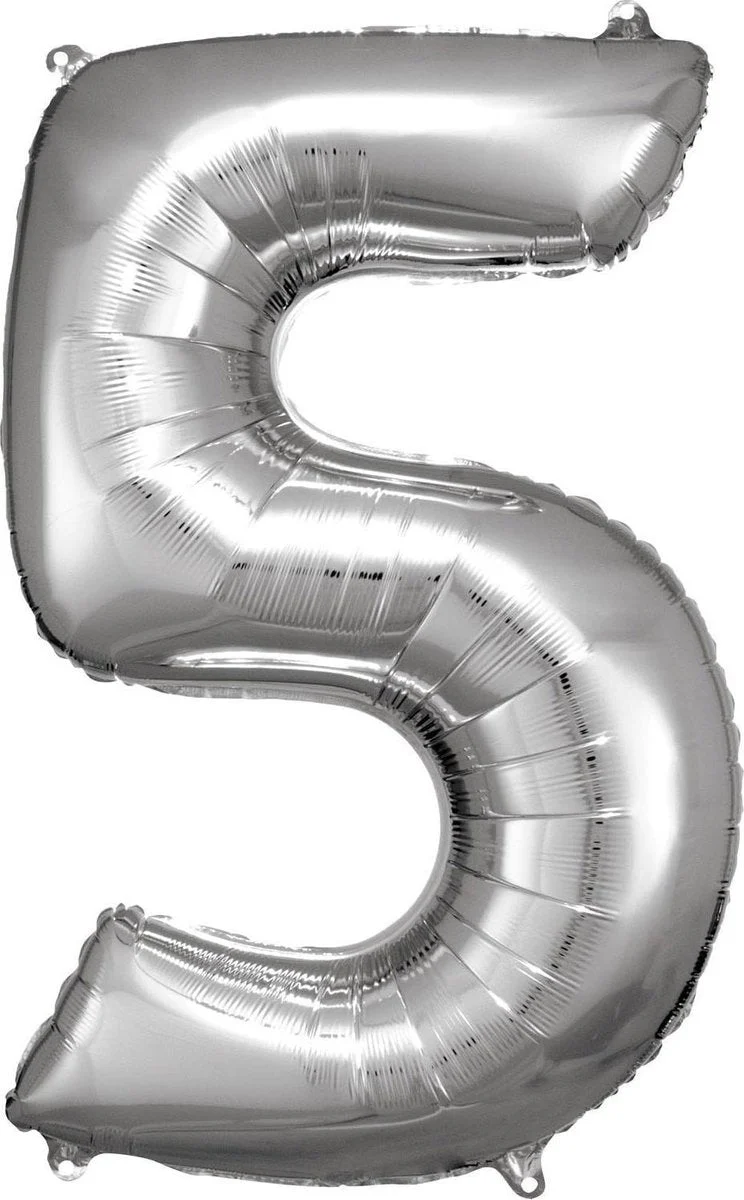 5 Jahre Figur Ballon Silber Glanz Leer 92cm