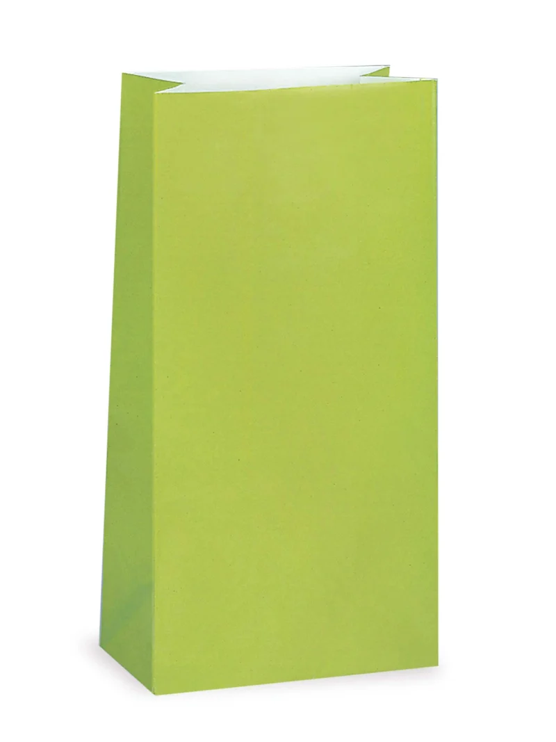 12 Limettengrüne Papiertüten 25 x 9 cm für Geburtstage