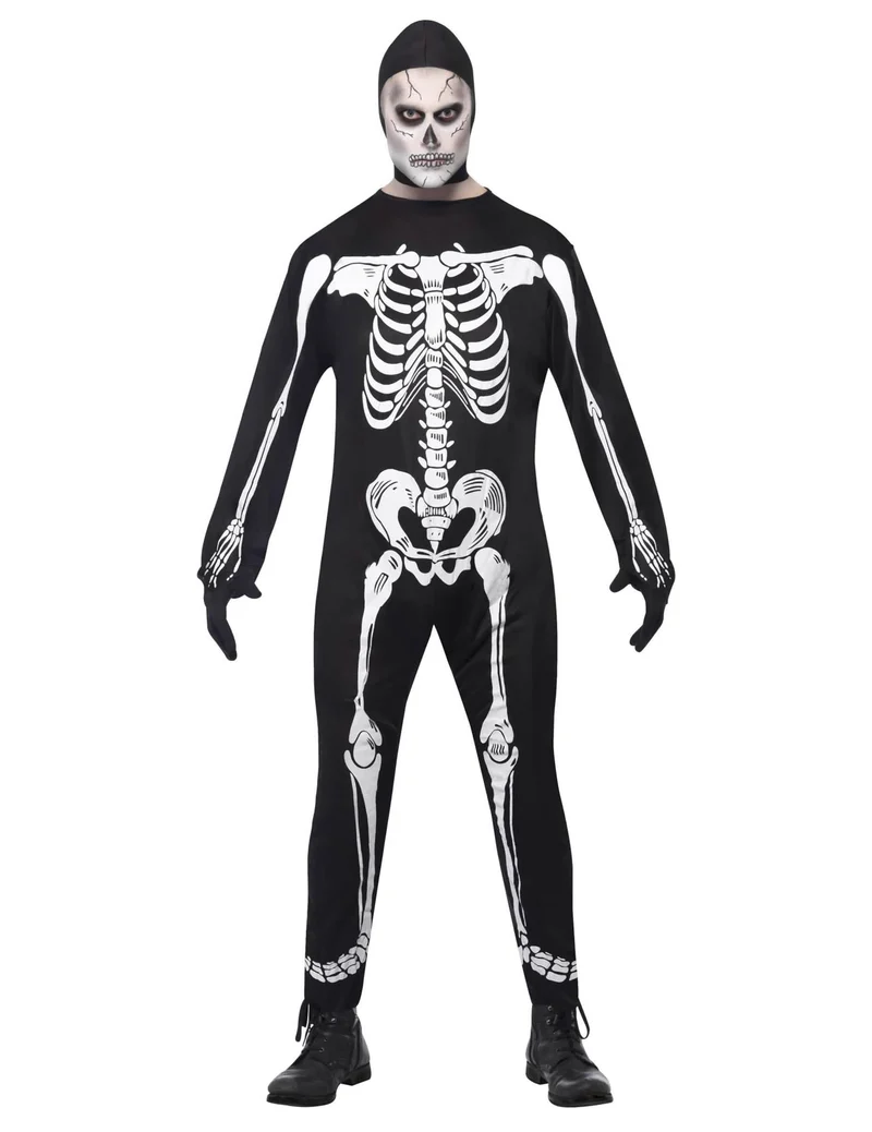 Skelettkostüm Halloween für Herren schwarz-weiss