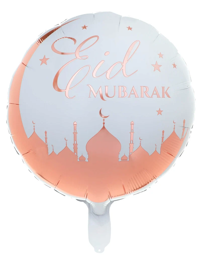 Eid Mubarak Aluminiumballon 45 cm Roségold und Weiß