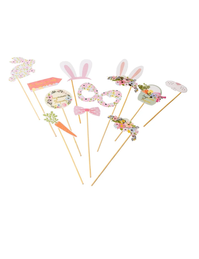 Photobooth-Set Häschen Liberty Ostern 11 Blumen-Accessoires