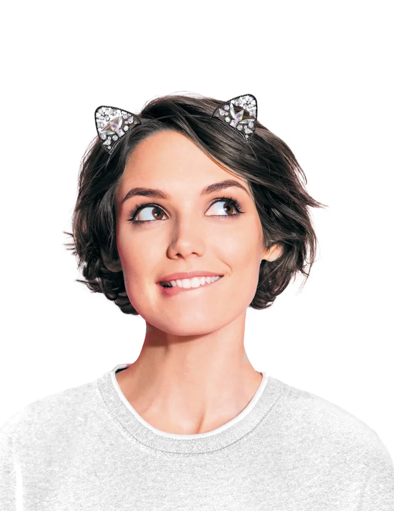 Luxus Katzen-Haarreif mit Strass für Erwachsene