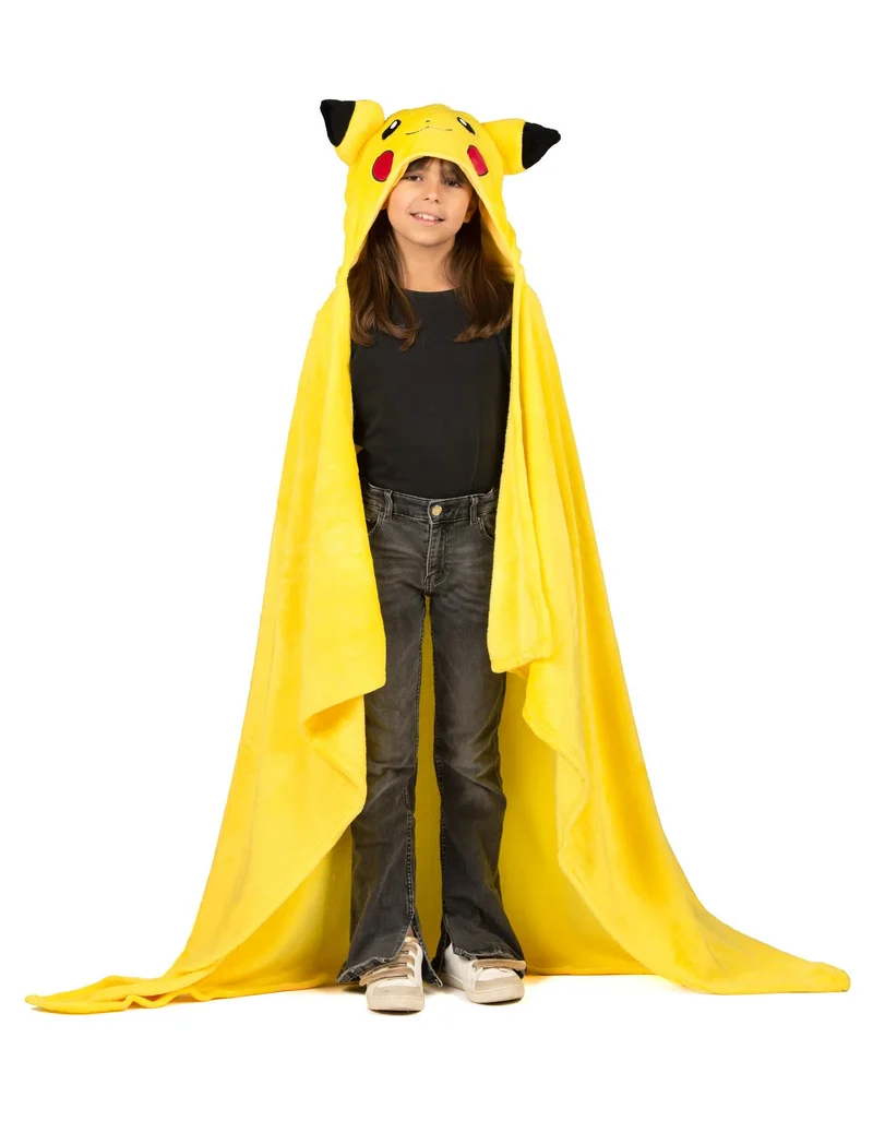 Pikachu Pokémon™ Fleece-Decke Kostüm mit Kapuze für Kinder