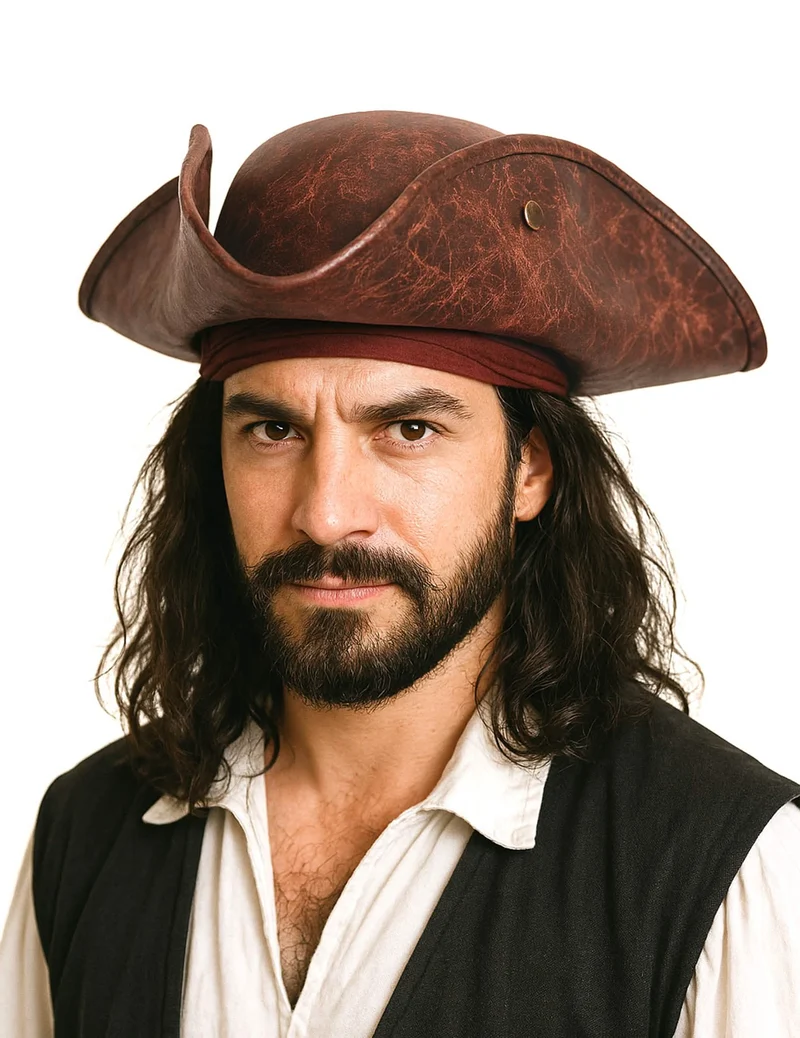 Brauner Piratenhut für Erwachsene
