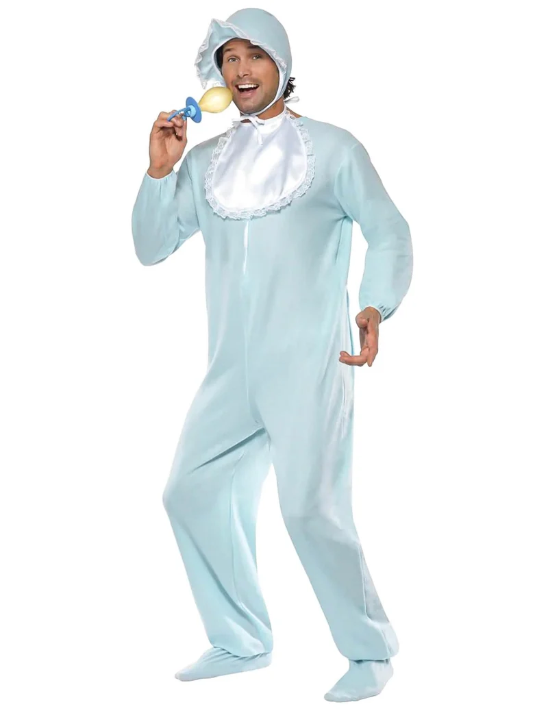 Hellblaues Baby-Kostüm für Herren Overall 2-teilig