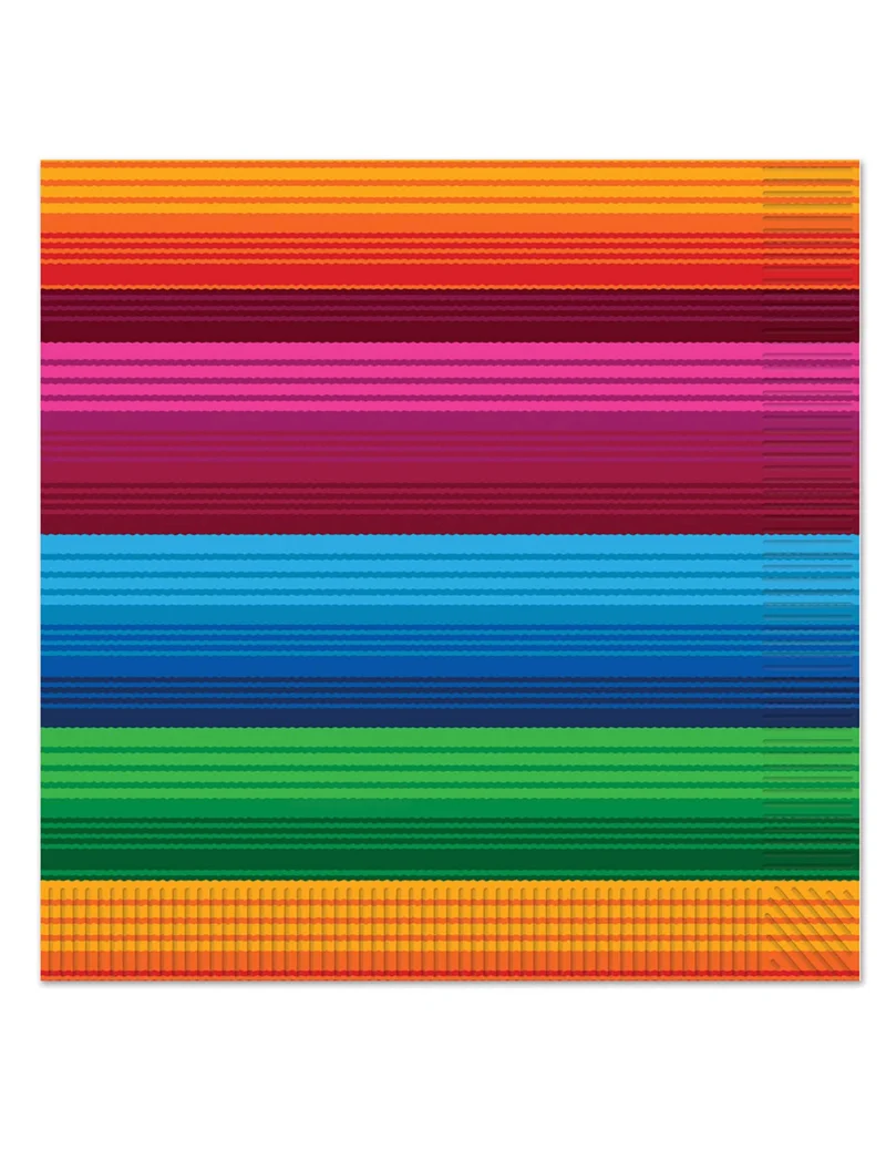 16 mexikanische Papierservietten 33 x 33 cm mit mehrfarbigen Streifen