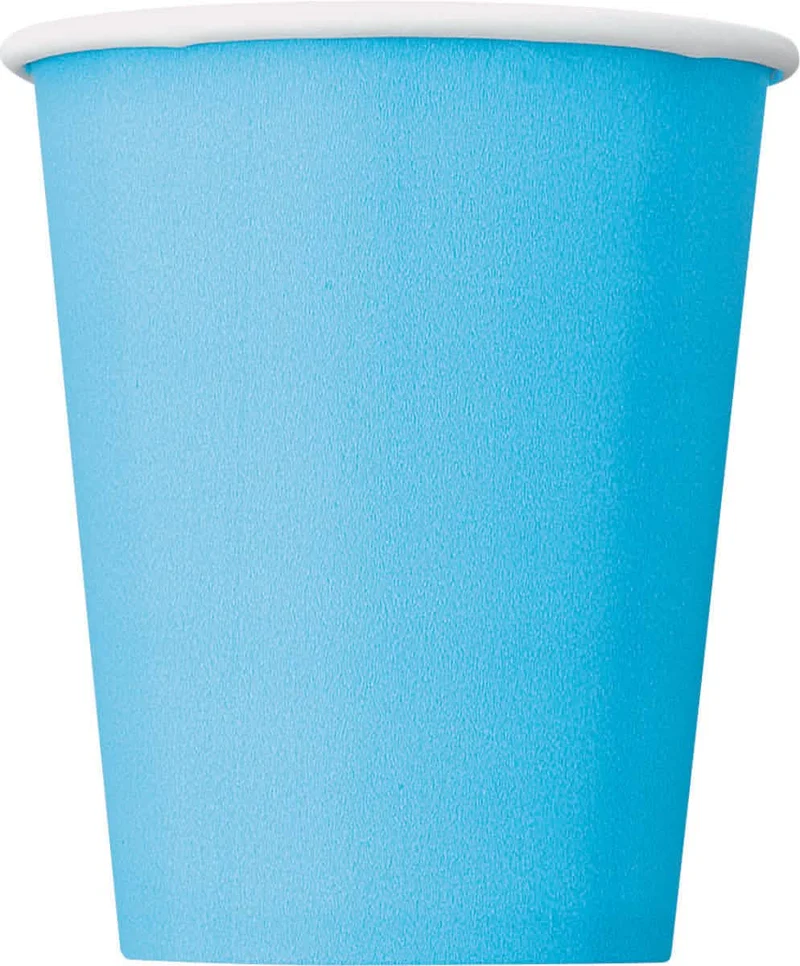 8 pastellblaue Pappbecher 270 ml