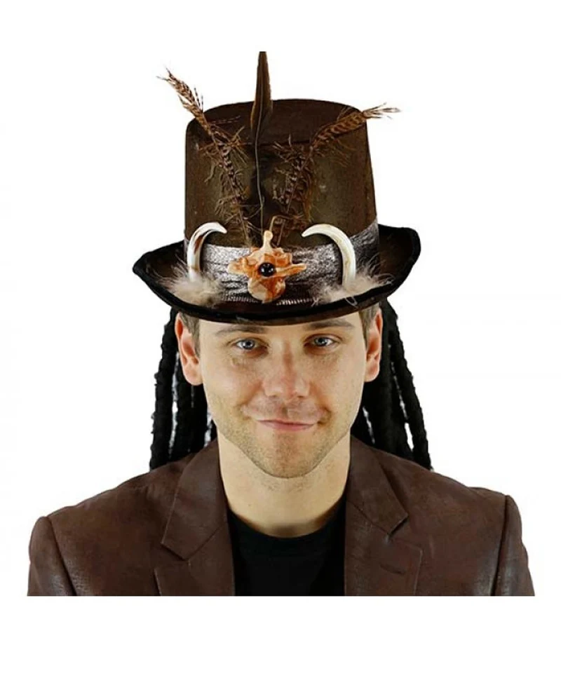 Voodoo Zylinder mit Rastalocken