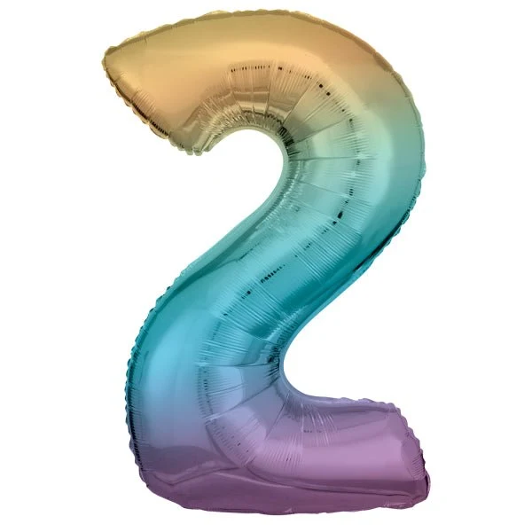 2 Jahr Figur Ballon Regenbogen Pastell Leer 92cm
