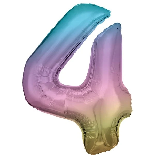 4 Jahr Figur Ballon Regenbogen Pastell Leer 93cm