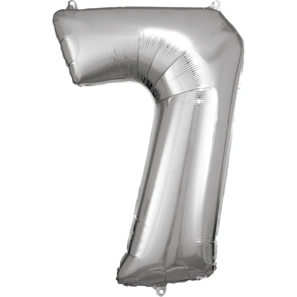 7 Jahre Figur Ballon Silber Glanz Leer 84cm