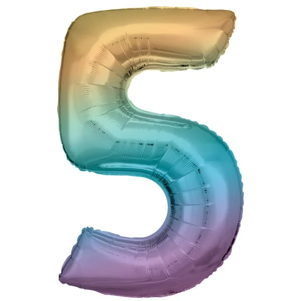 5 Jahre Figur Ballon Regenbogen Pastell Leer 92cm