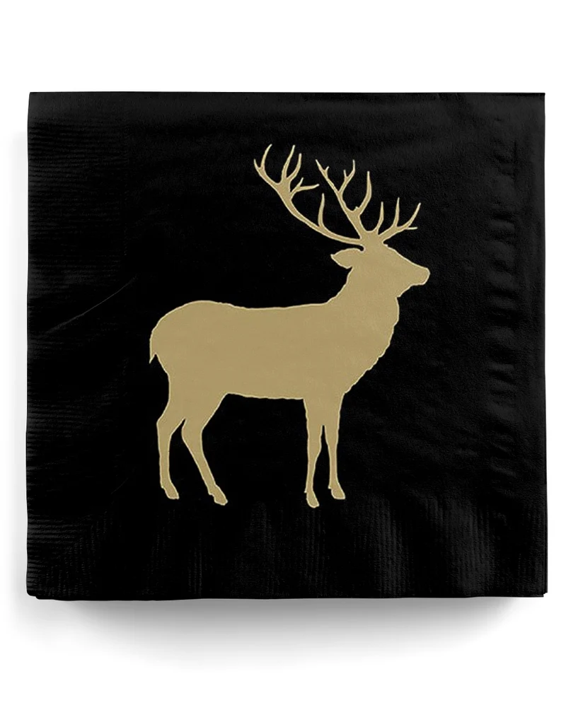 Hirsch Silhouette Servietten Schwarz Gold 20 St.