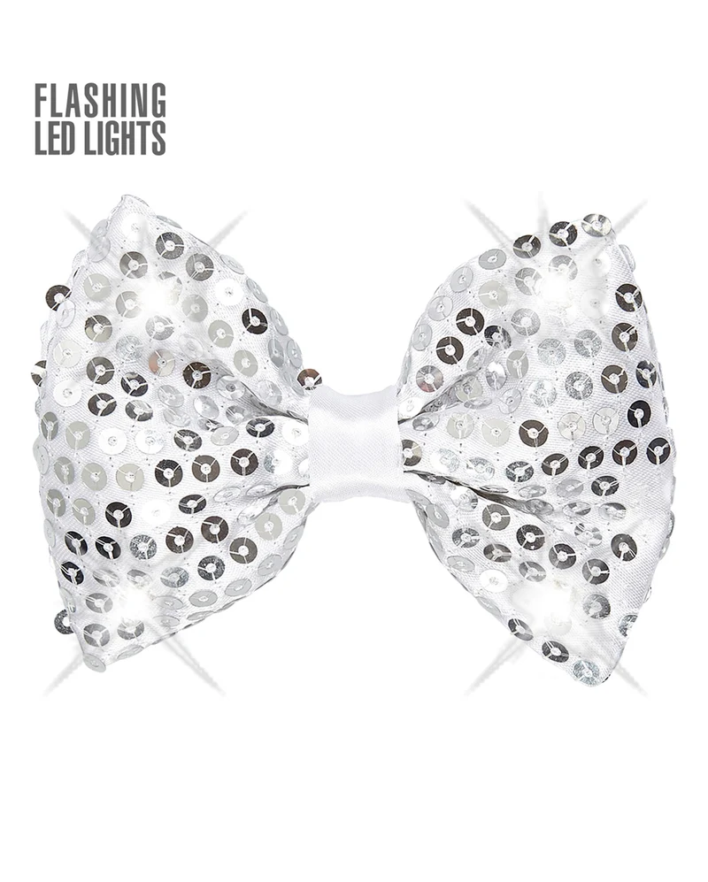 LED Pailletten Fliege Silber