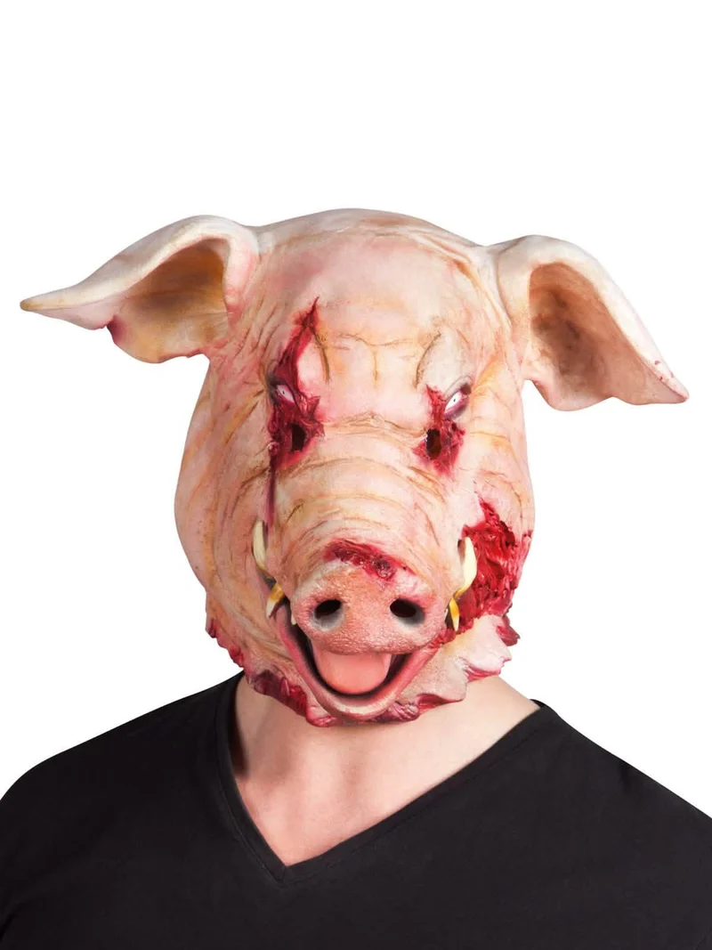 Blutiges Horrorschwein Halloween Maske pink-rot
