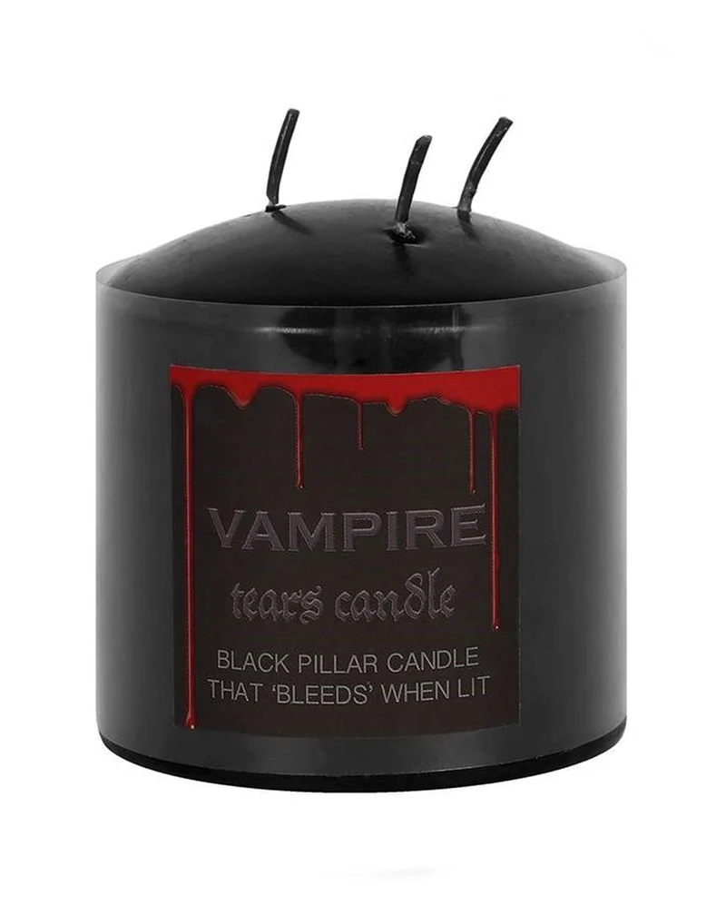 Blutende Schwarze Vampir Stumpenkerze 7,5cm