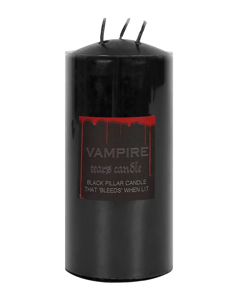 Blutende Schwarze Vampir Stumpenkerze 15cm