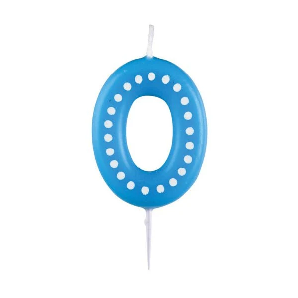 0 Kerze Blaue Punkte 6,5 cm