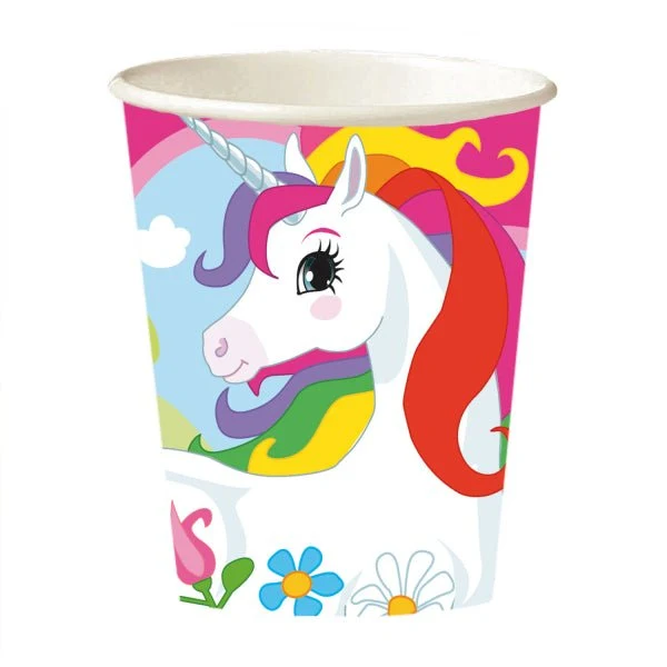 Einhorn Becher Regenbogen 250ml 8 Stk
