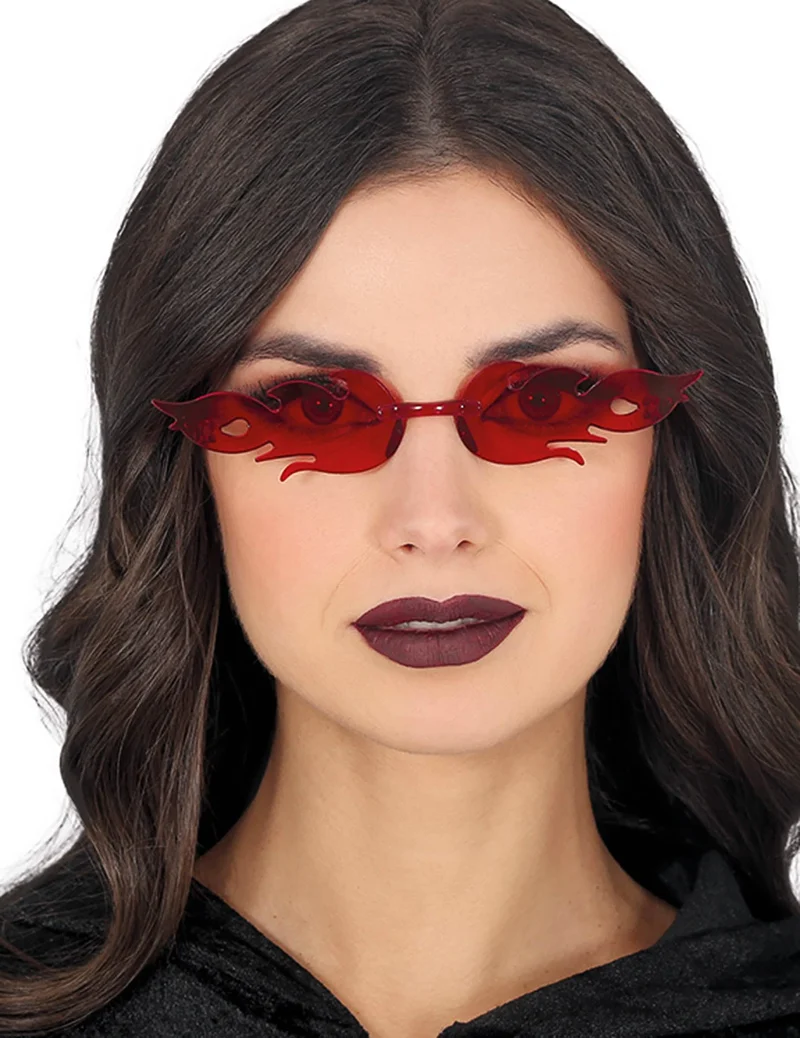 Rote Flammenbrille Accessoire für Erwachsene