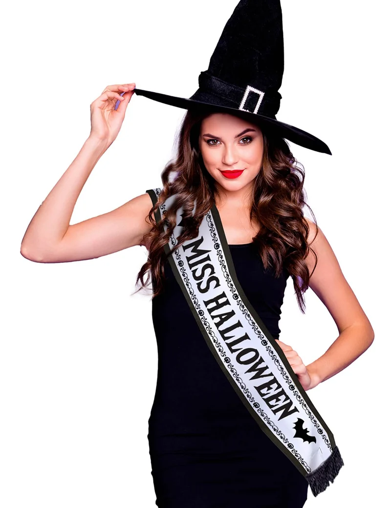 Miss Halloween Schal Accessoire für Erwachsene schwarz