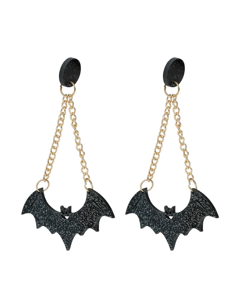 Ohrringe Fledermaus Accessoire für Erwachsene schwarz