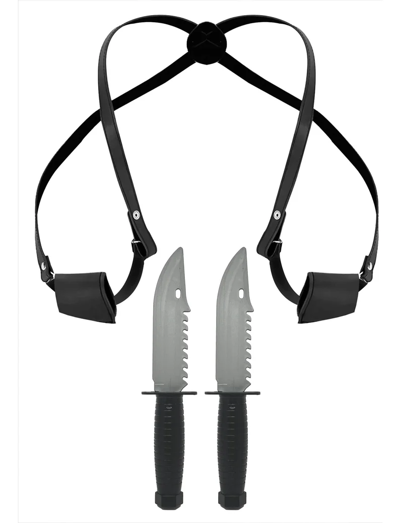 Holster mit 2 Messern Accessoire für Erwachsene