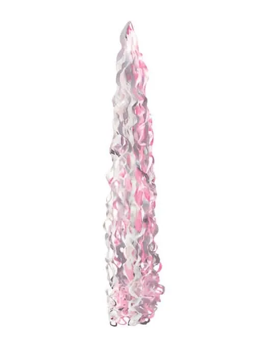 Rosa und weißes Ballonband 86 cm mit gedrehten Fäden