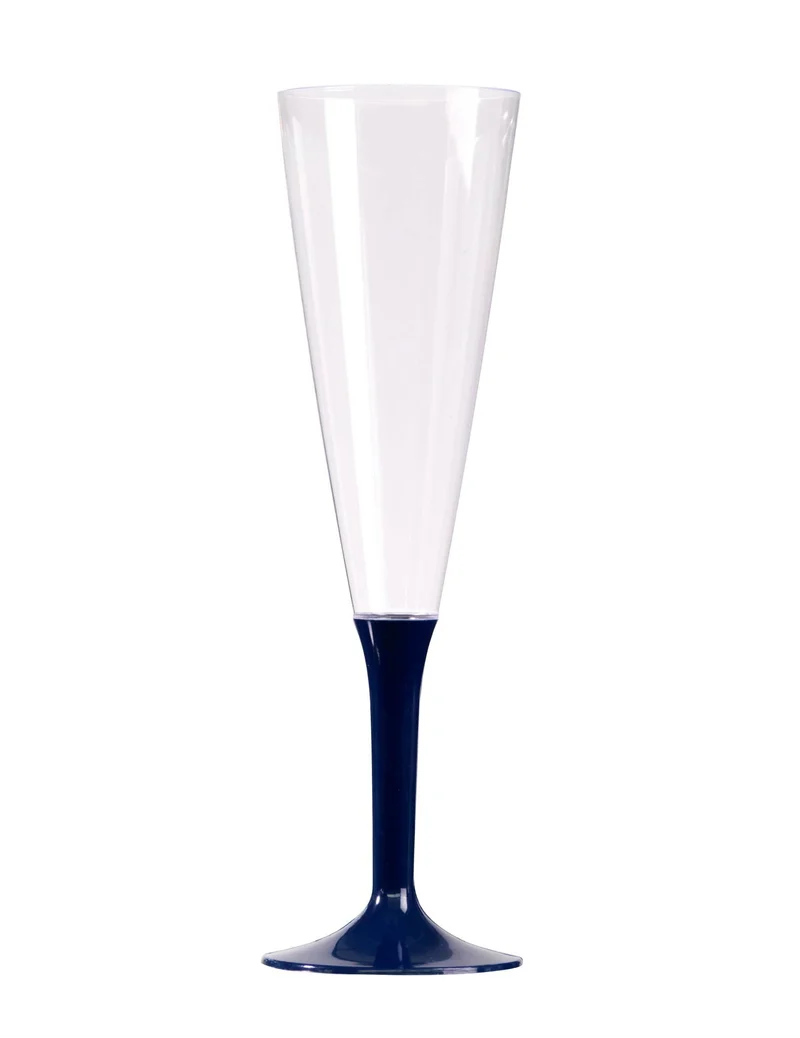 10 Champagnergläser marineblauem Fuß 150 ml aus Kunststoff