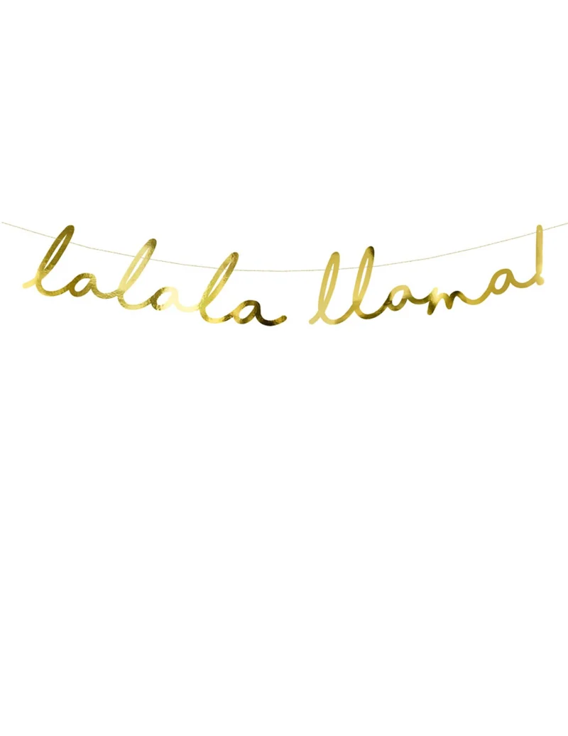 Goldene Lama Kartongirlande zum Selbstmontieren 12,5 x 82 cm für Geburtstag