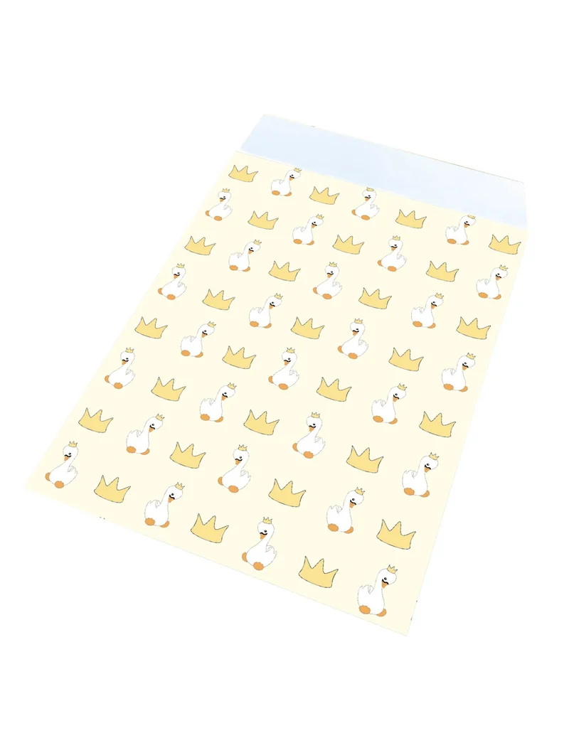 25 Papiertüten Geschenktüten Babyschwan 17 x 13 cm Gelb mit Kronen