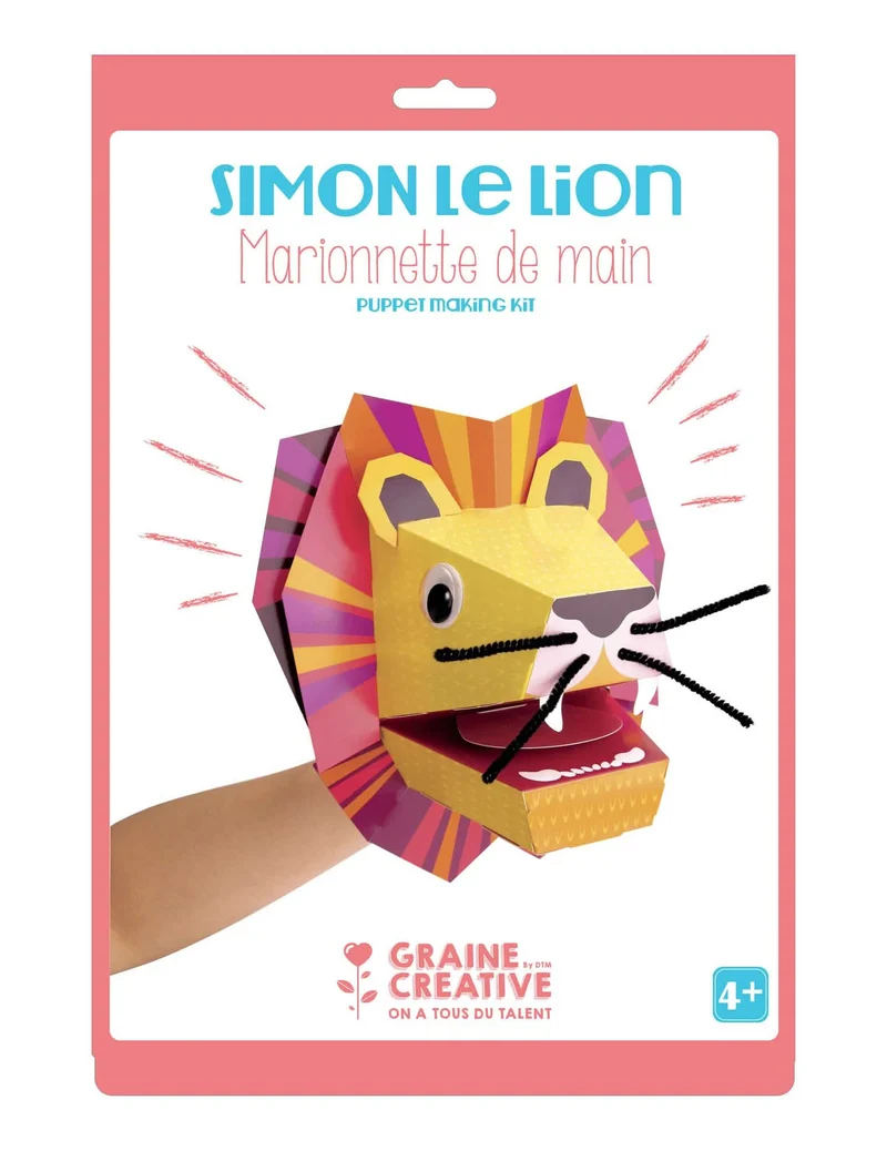 Handpuppe aus Karton Simon der Löwe 20,5 x 29 cm, Bausatz