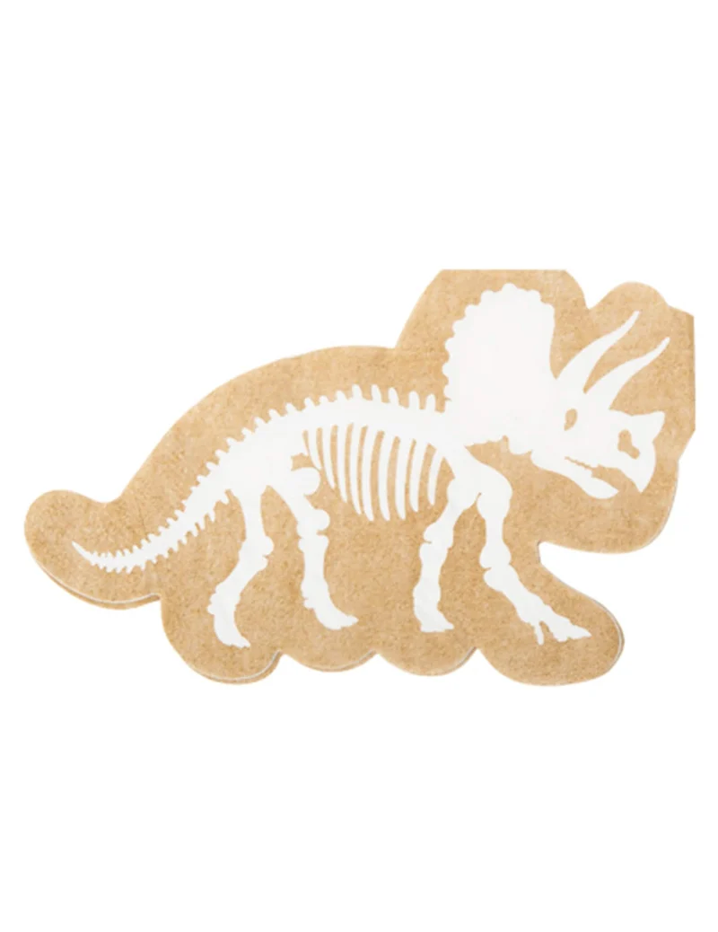 16 weiße und Kraft-Dinosaurier-Servietten 33 x 20 cm Triceratops Skelett